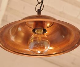 Lampadario Piatto Rame di diametro 48 cm con catena